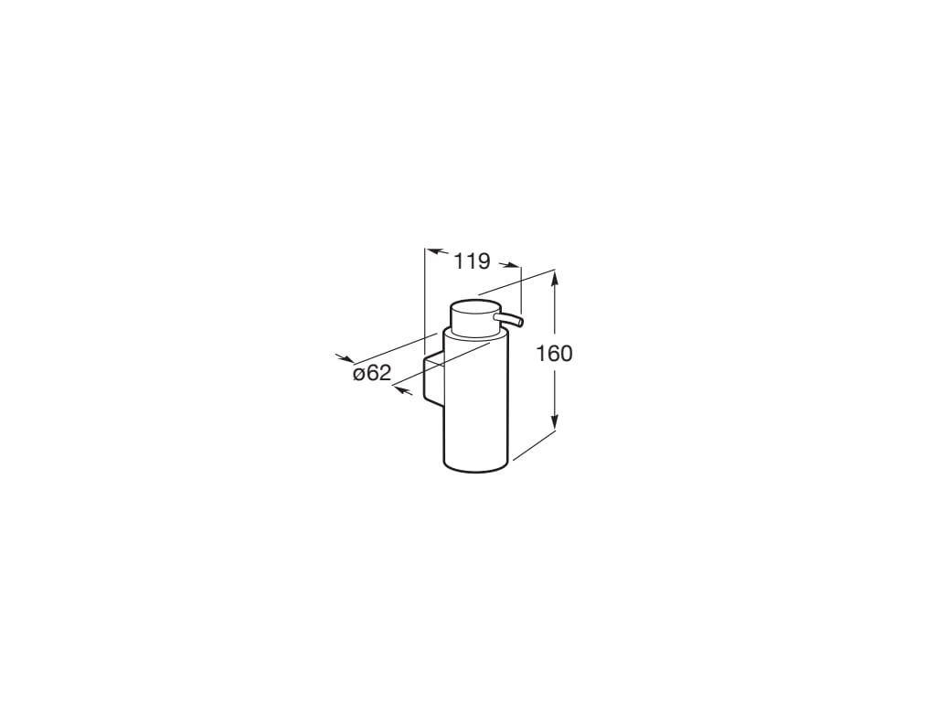 Medidas del dosificador de pared SUPERINOX - ROCA